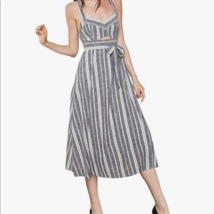 BCBGmaxazria stripe cutout midi dress